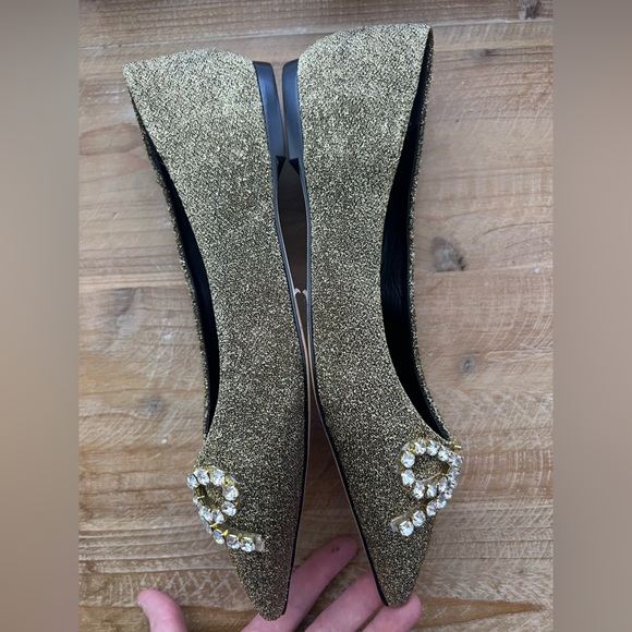 New Larroudé Lee Crystal-Embellished Lurex Flats Women’s Size 7.5 - Picture 9 of 10